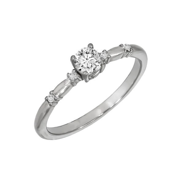 18K Solitaire Ring with Diamonds