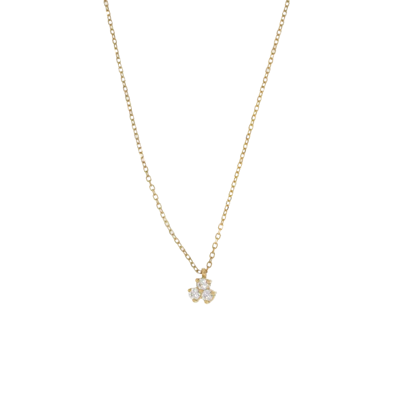 Women's Gold Necklace with Zircon and Fine Chain