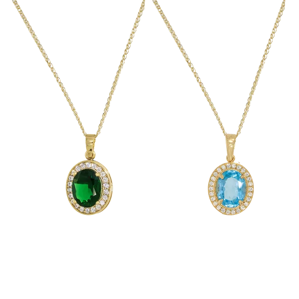 Damen-Goldmotiv mit ovalem Stein