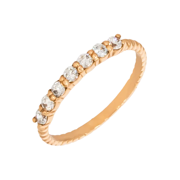 14K Rose Gold Half Eternity Ring with Zircon
