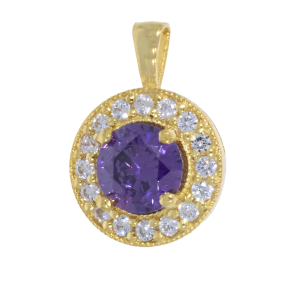 Women's Gold Round Motif with Purple Zircon