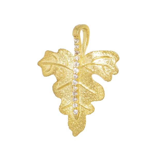 Damen-Goldcollier im Blatt-Design mit Zirkonia