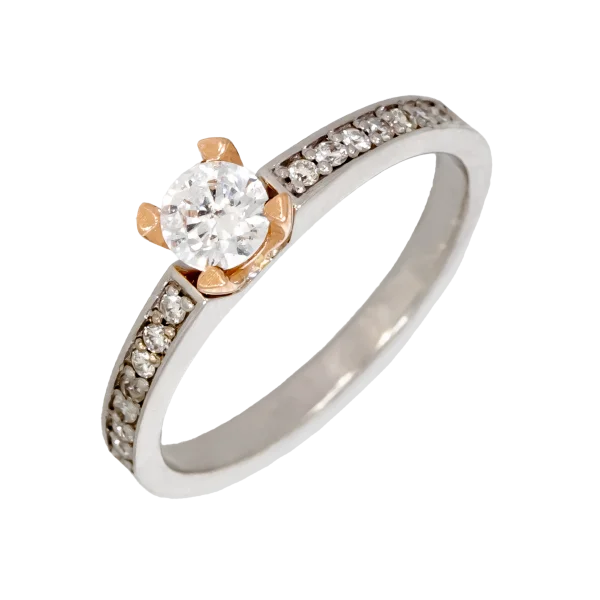 18K Pavé Solitaire Ring with Diamonds