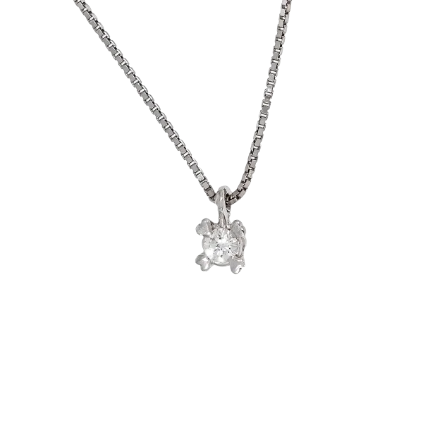 18K Weißgold-Anhänger mit Kette und Diamant