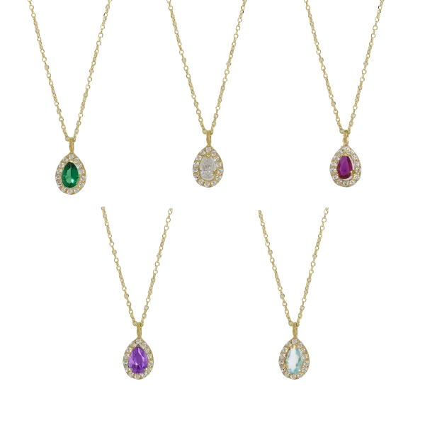 Damencollier 14K kleine Tropfen-Rosette mit Kette