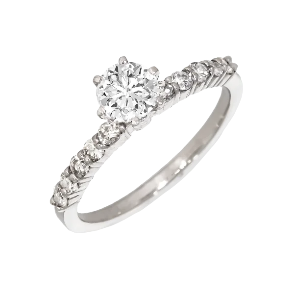 18K Solitaire Ring with Diamonds