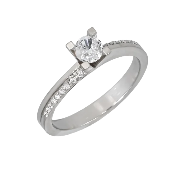 14K or 18K Pavé Solitaire Ring with Diamonds