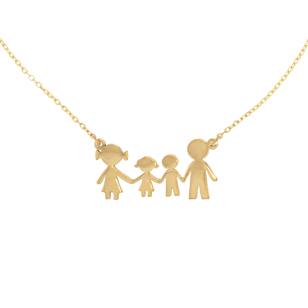 Damencollier Familie – Mama, Papa und Junge aus 14K Gold Copy