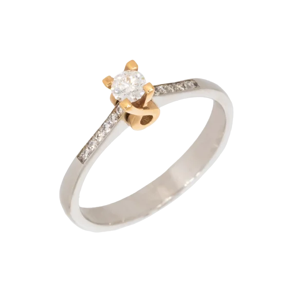 18K White and Rose Gold Ring with Diamonds