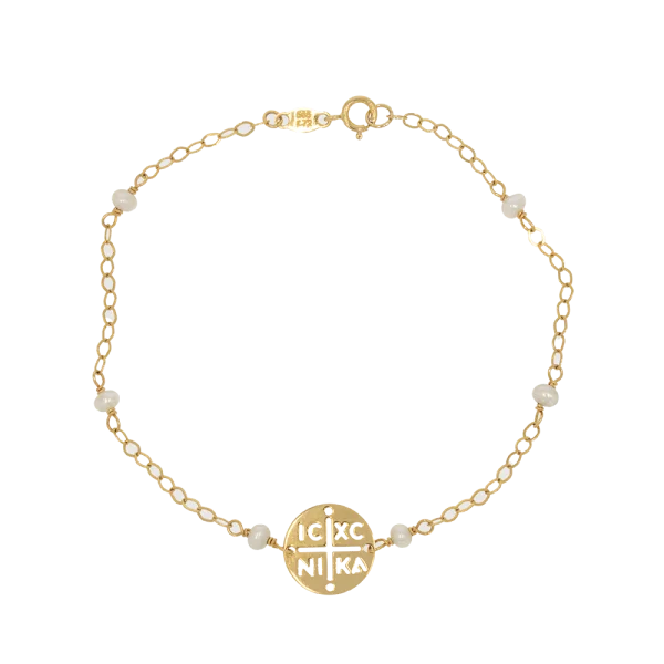 14K Gold Konstantinato Charm Bracelet with Pearls