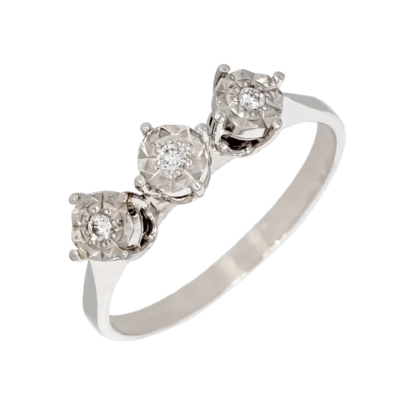 18K Weißgold-Halbmemoire-Ring mit Brillanten