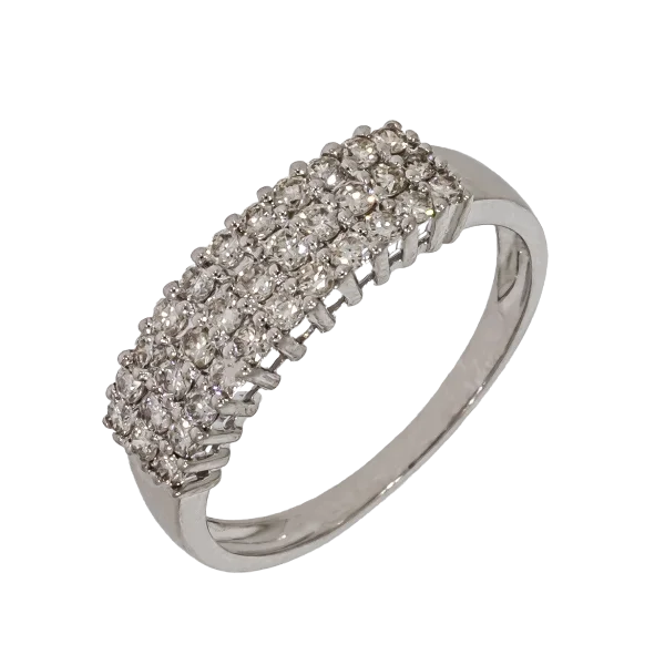 18K Weißgold-Halbmemoire-Ring mit 3 Reihen Brillanten 0,66 ct