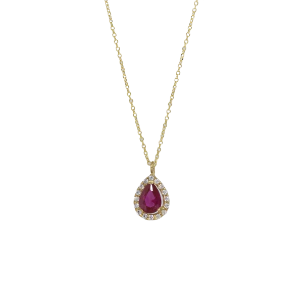 Women's 14K Necklace Large Teardrop Rosette with Chain