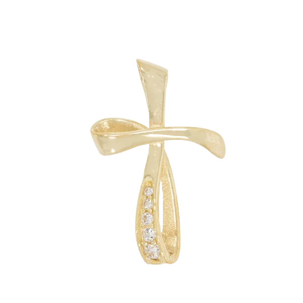 Women's Small Gold Cross with Zircon