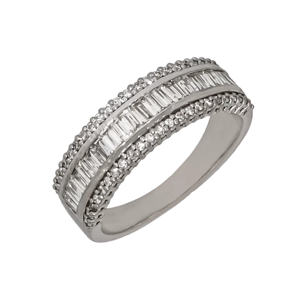 18K Weißgold-Halbmemoire-Ring mit Diamanten