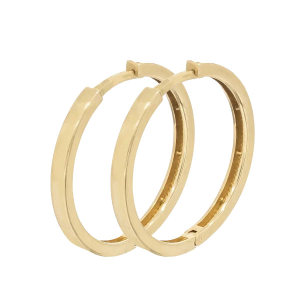 Flat Yellow Gold Hoops – 3 Sizes