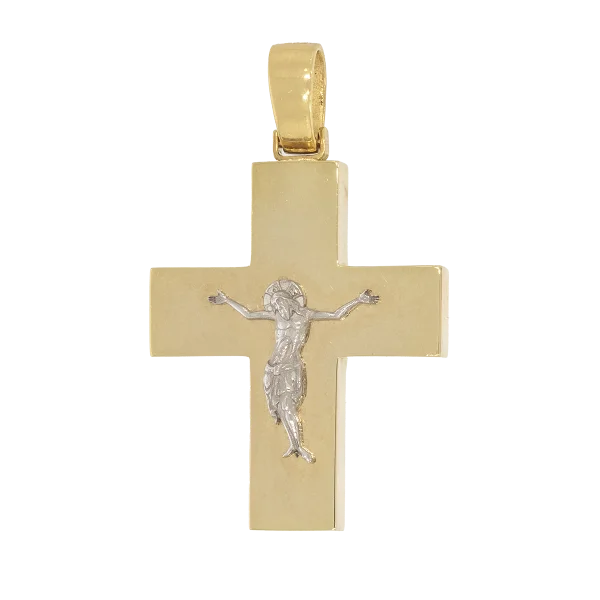 Men's 14K Gold Baptism Cross with Crucifix