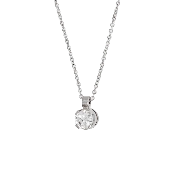 18K Weißgold-Anhänger mit Kette und Diamant