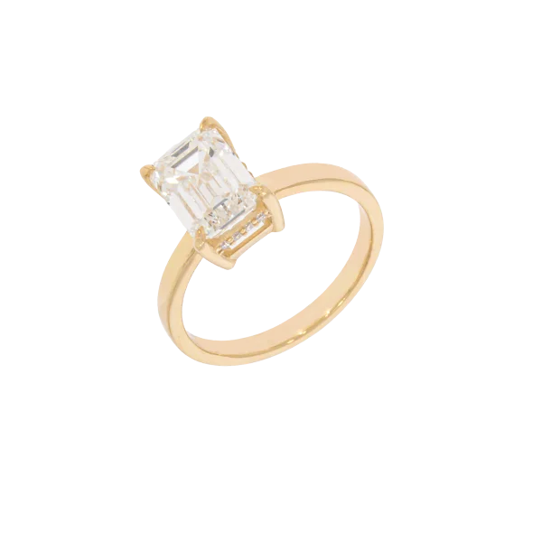 Solitärring aus 14K Gelbgold mit ovalem Stein und Zirkonia in der Fassung Copy