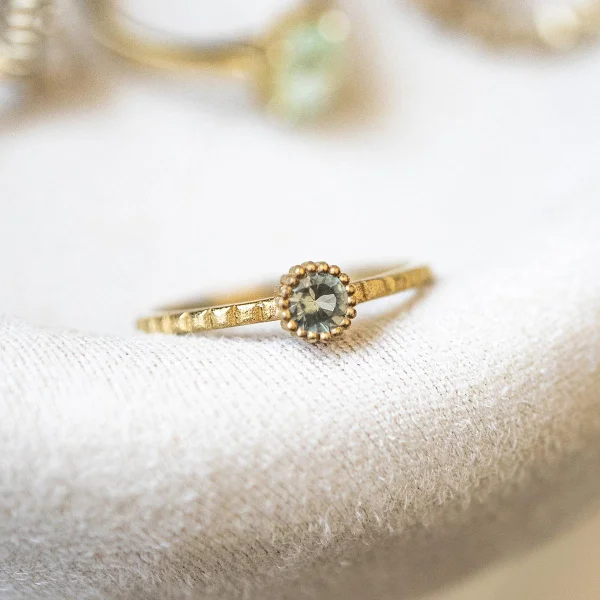 Modern Ring with Stone and Matte Finish
