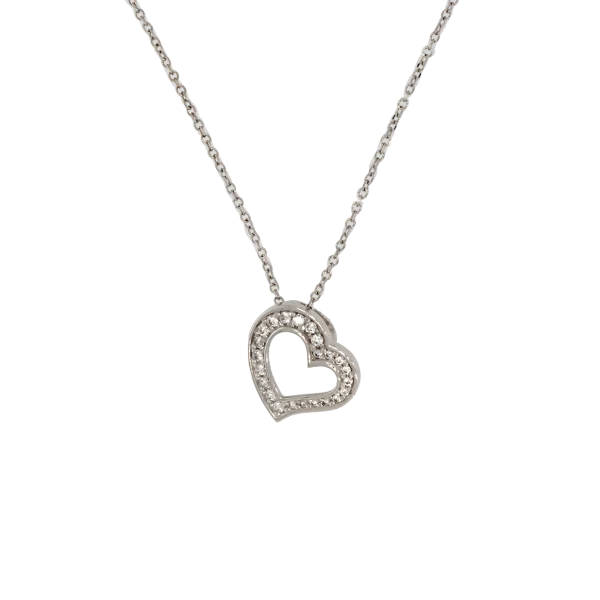 Women's Gold Necklace in Heart Design with Chain in Yellow and White Gold
