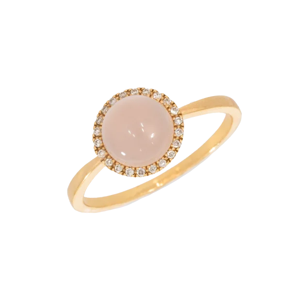 18K Roségoldring mit kleinen Diamanten und Achat
