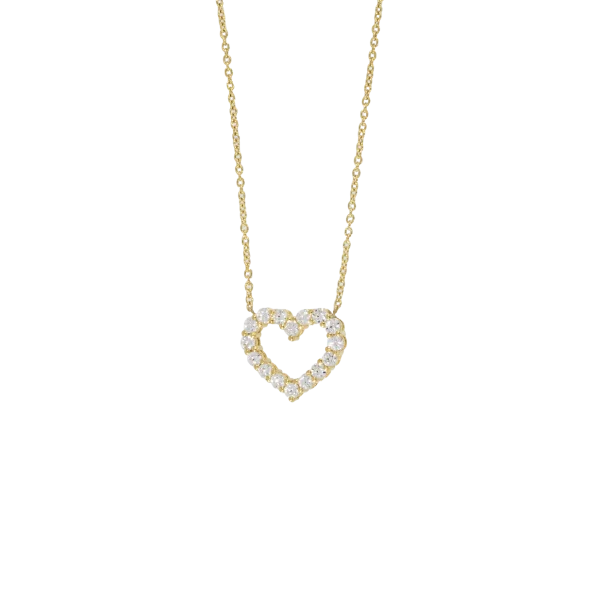 Women's Gold Heart Necklace with Chain 9K, 14K or 18K