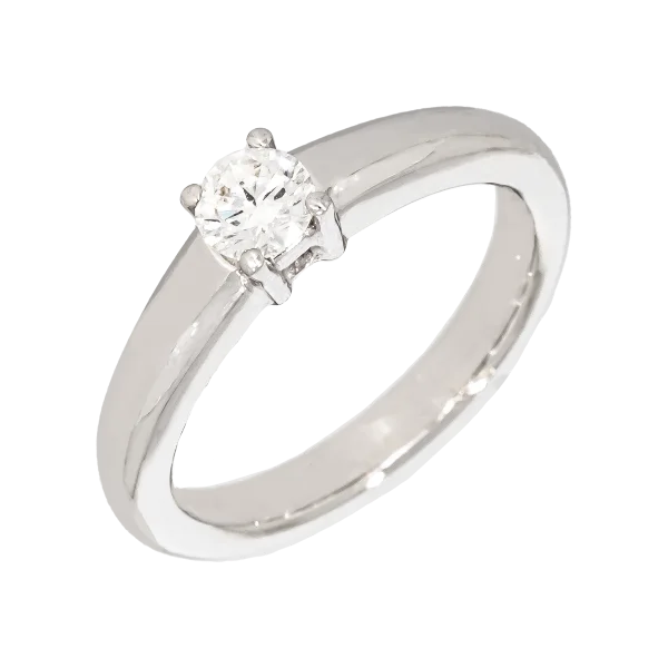 18K White Gold Solitaire Ring with Certified 0.34ct Brilliant