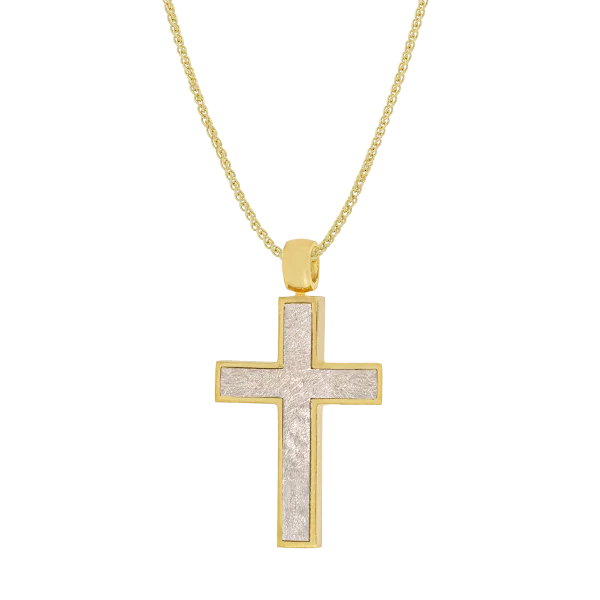 Double-Sided Gold Cross "Karly" in White and Yellow Gold