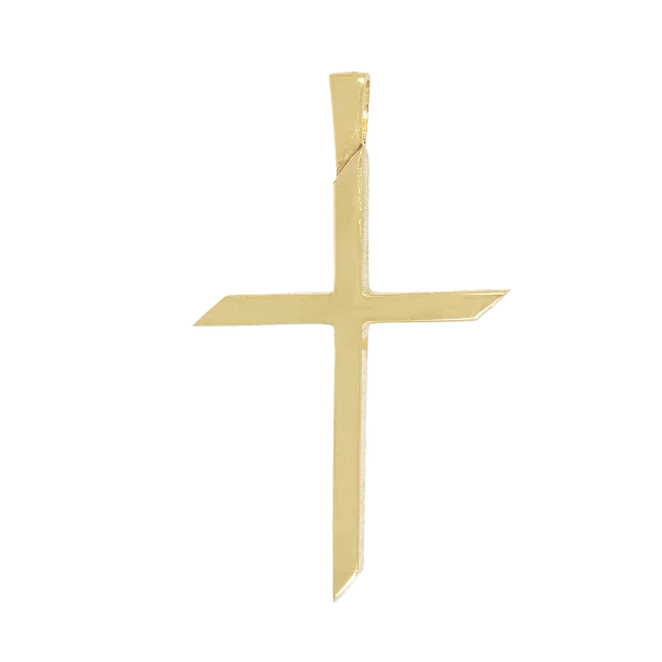 14K Gold Cross in Elongated Design