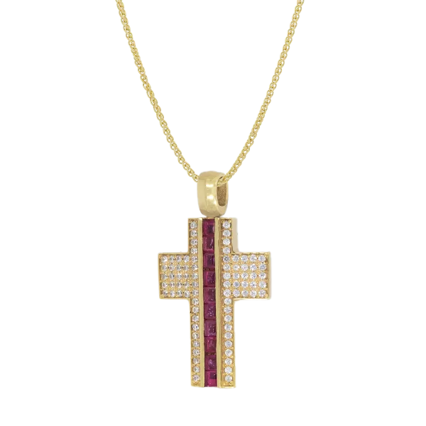 Damen-Goldkreuz mit Rubinen „Dazline“
