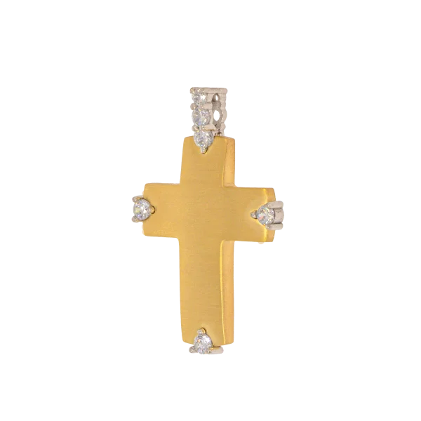 Damen-Goldkreuz 14K oder 9K mit Zirkonia Copy