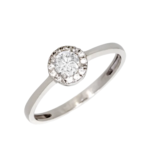 18K Gold Solitaire Ring with Brilliant Diamonds