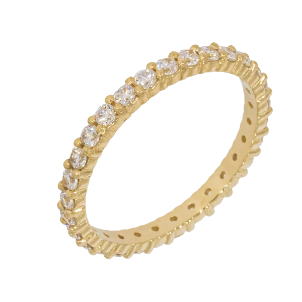 Vollmemoire-Ring aus 14K Gelbgold mit Zirkonia