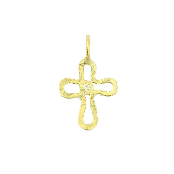 Very Small Gold Cross with Zircon
