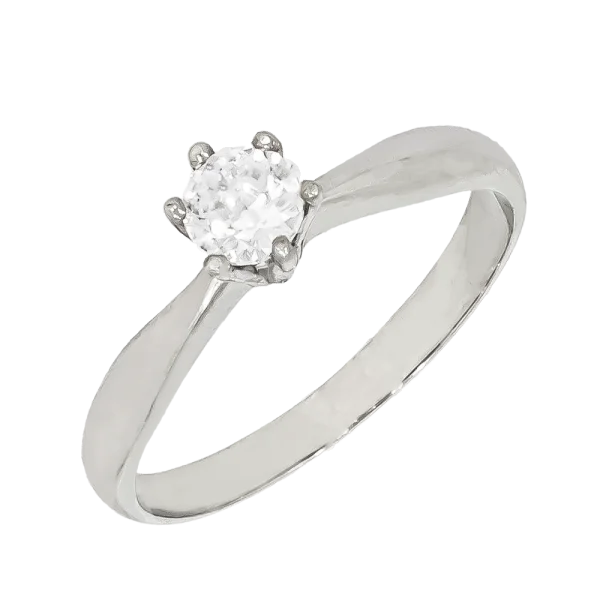 Solitaire Ring with Diamond or Zircon