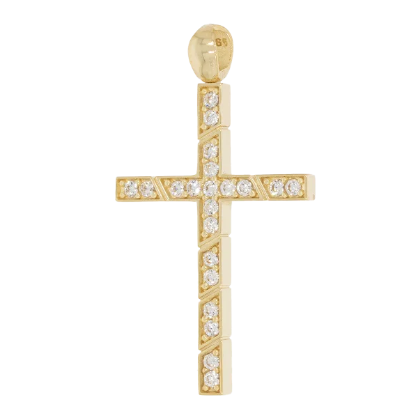 Damen-Goldkreuz 14K oder 9K mit Zirkonia