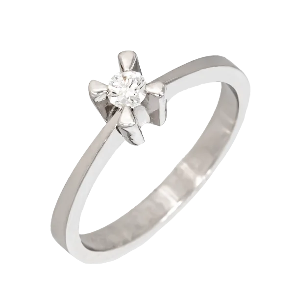 18K White Gold Solitaire Ring with 0.11ct Brilliant