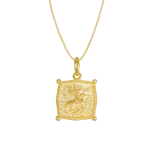 Beidseitiges goldenes Agiokonstantinato mit der Muttergottes und dem Heiligen Georg