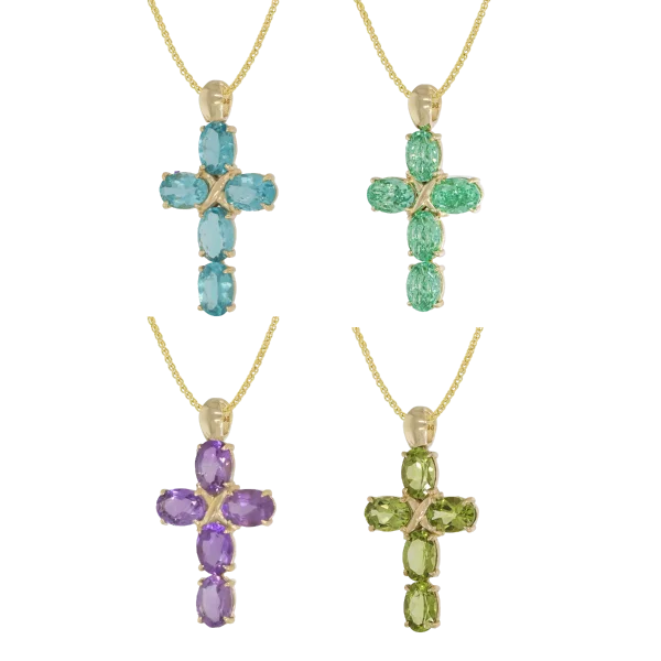 Women's Gold Cross with Stones