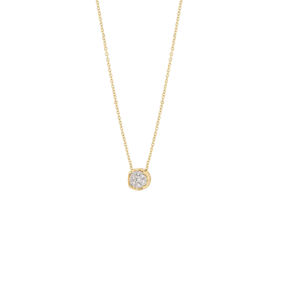 18K Gelbgold-Anhänger mit Diamanten und Goldkette