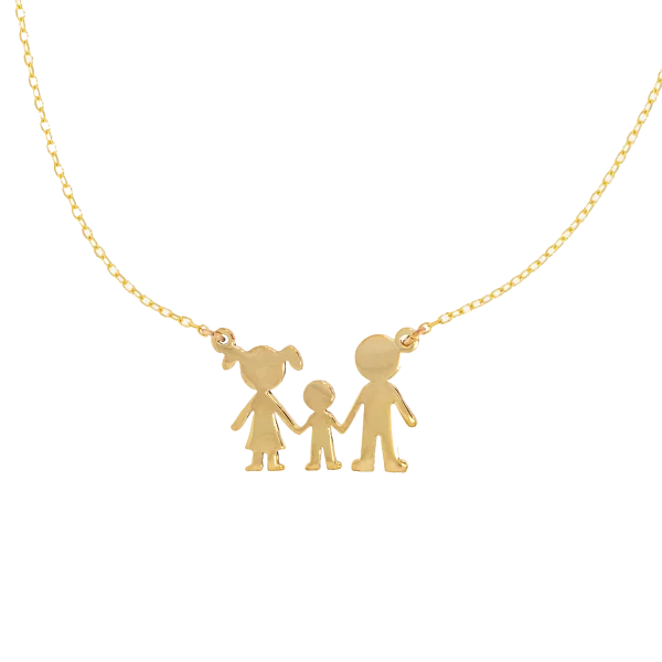 Damencollier Familie – Mama, Papa und Junge aus 14K Gold Copy Copy