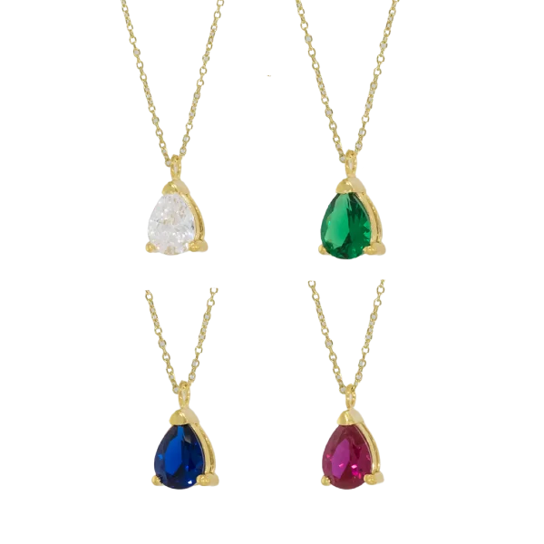 Damencollier 14K kleine Träne mit Kette