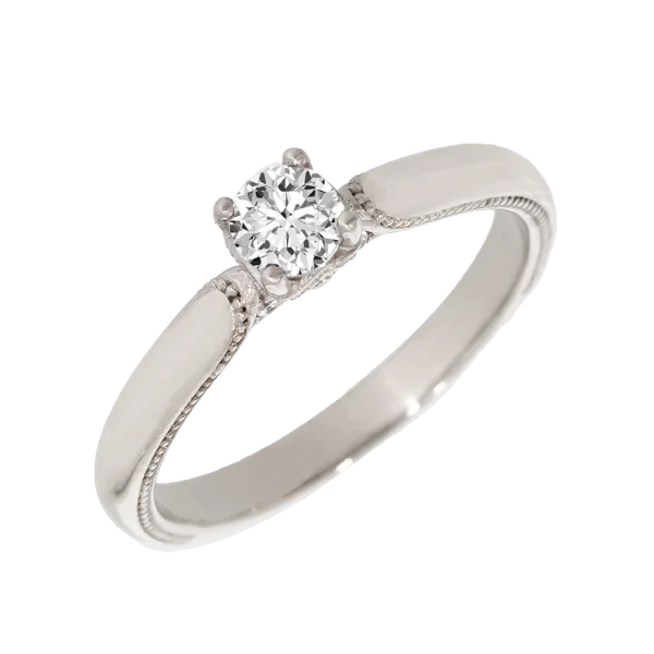18K Solitaire Ring with Diamonds
