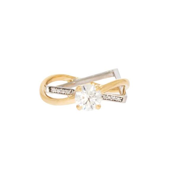 18K Pavé-Solitärring mit Diamanten Copy