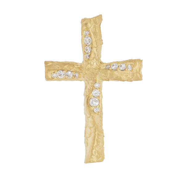 Damen-Goldkreuz 14K oder 9K mit Zirkonia