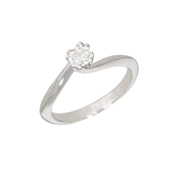 18K White Gold Solitaire Ring with Certified 0.24ct Brilliant