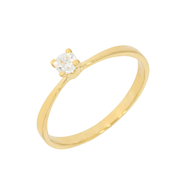 Slim 14K Yellow Gold Solitaire Ring