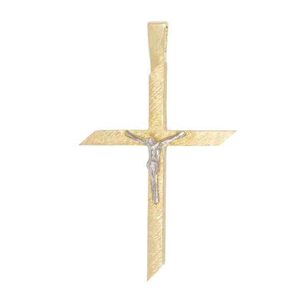 14K Gold Baptism Cross with Crucifix