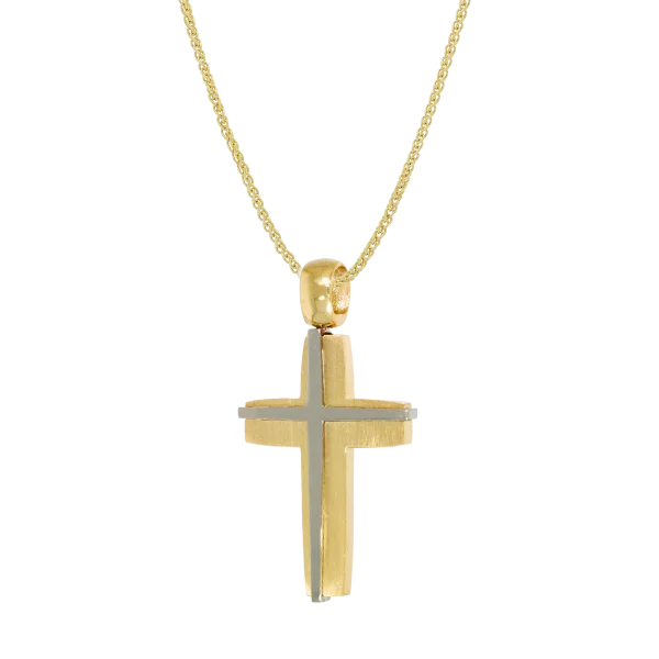 Zweifarbiges Goldkreuz „Névon Two-Tones“